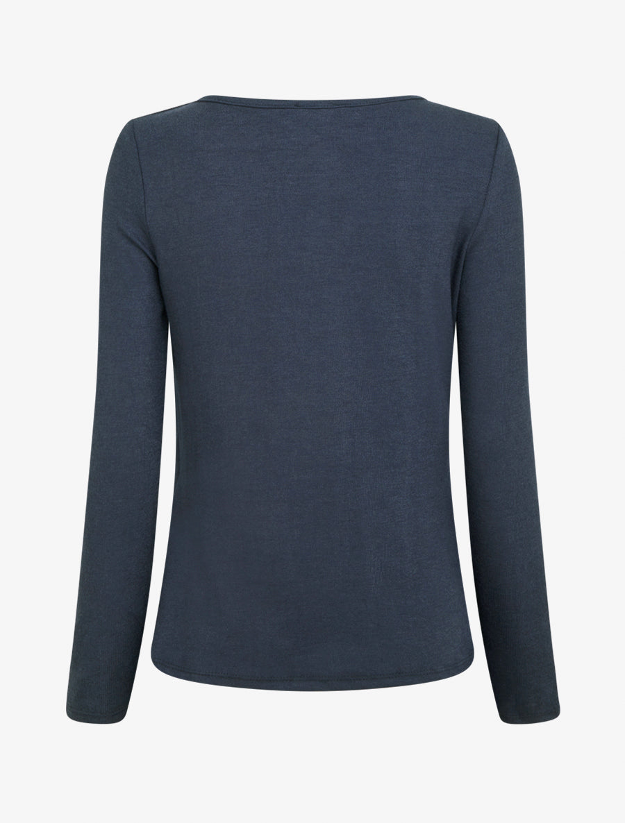 Pull uni à côté effet drapé - Marine - 2