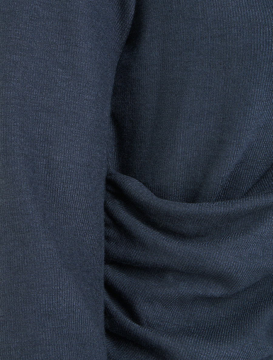 Pull uni à côté effet drapé - Marine - 3