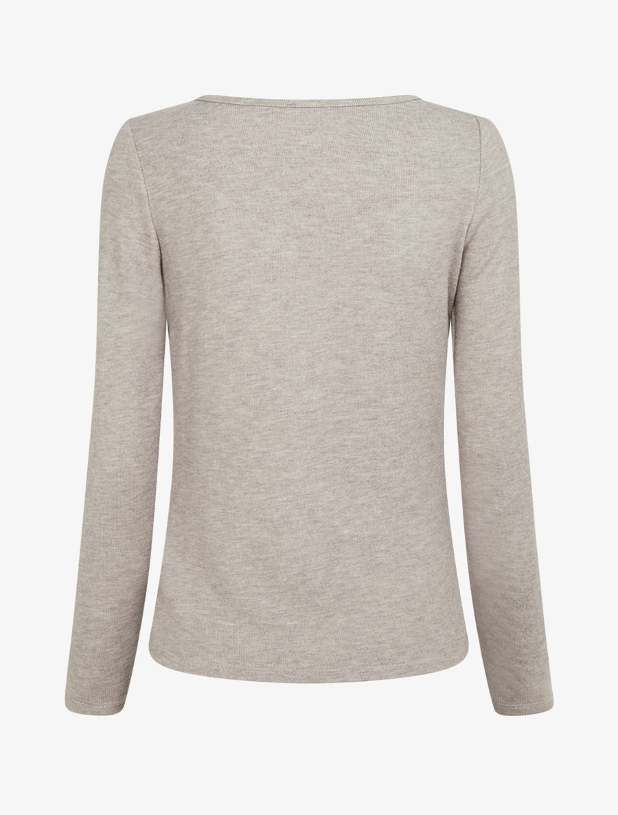 Pull uni à côté effet drapé - Beige - 2