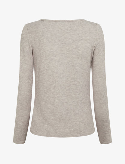 Pull uni à côté effet drapé - Beige - 2