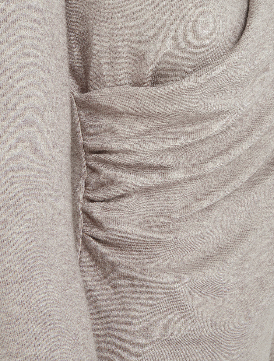 Pull uni à côté effet drapé - Beige - 3