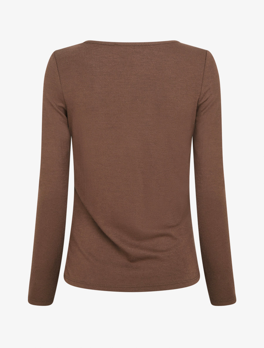 Pull uni à côté effet drapé - Marron - 2
