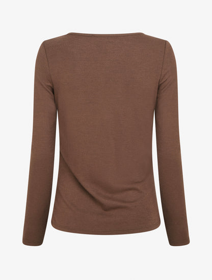 Pull uni à côté effet drapé - Marron - 2