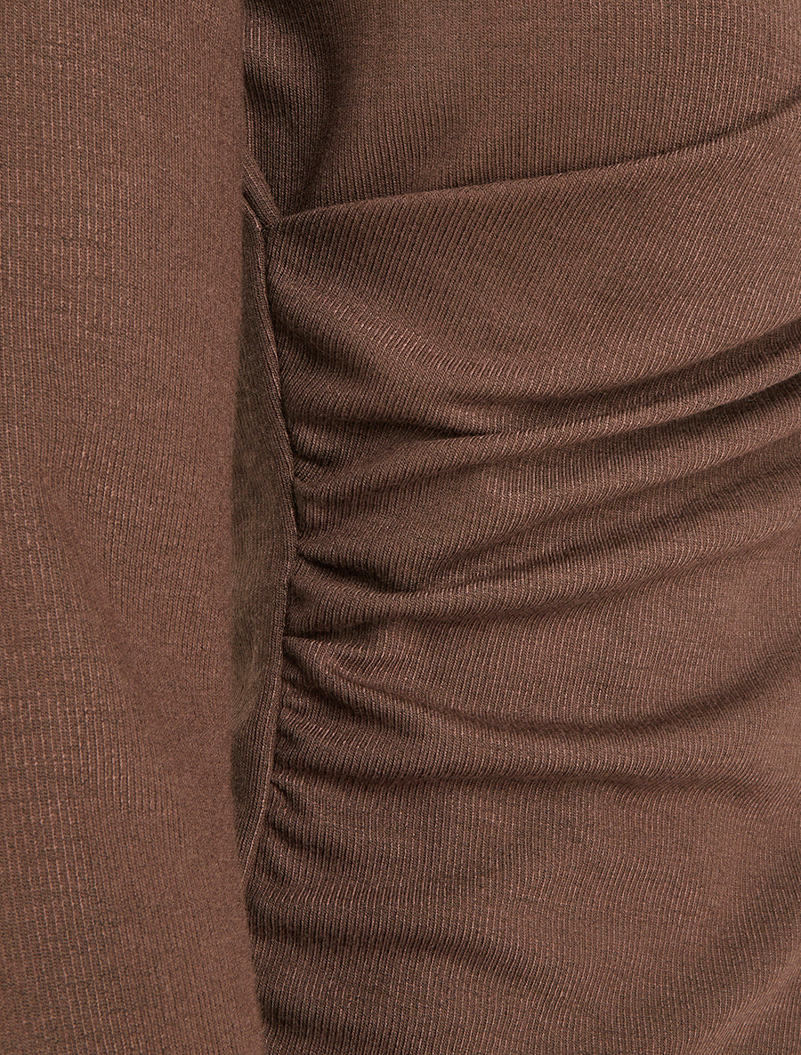 Pull uni à côté effet drapé - Marron - 3