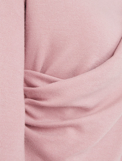 Pull uni à côté effet drapé - Rose - 3