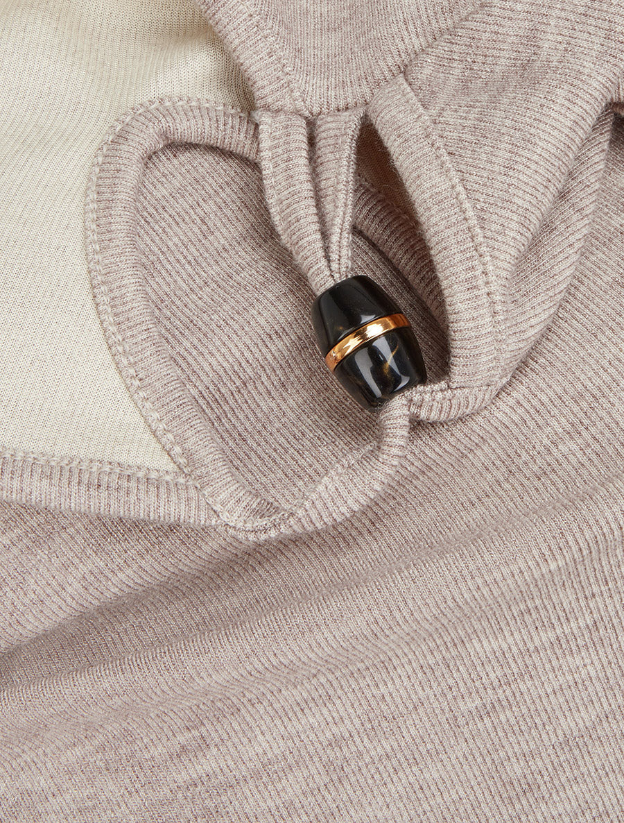 Pull en maille fine à lien de serrage - Taupe - 3