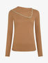 Pull fin à col fantaisie à revers - Camel - 1