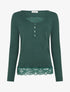 Pull fin à détail dentelle - Vert sapin - 1