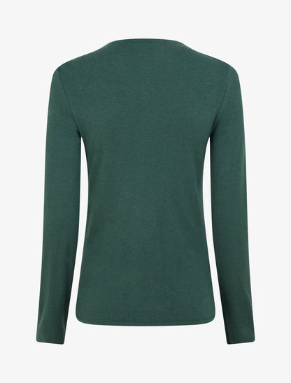 Pull fin uni à col fantaisie - Vert sapin - 2