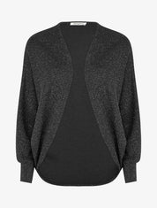 Gilet uni irisé à manches chauves-souris - Noir - 1