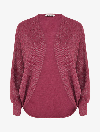 Gilet uni irisé à manches chauves-souris - Prune - 1