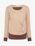 Pull bicolore à boutons décoratifs - Camel - 1