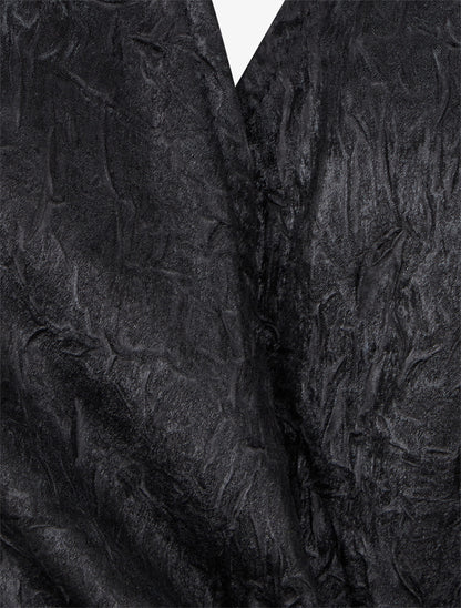 Blouse irisée élastiquée à col cache-coeur - Noir - 3