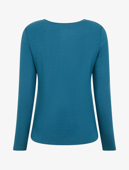 Pull fin à empiècement bijou strassé - Bleu canard - 2