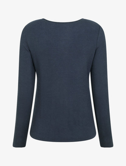 Pull fin à empiècement bijou strassé - Marine - 2