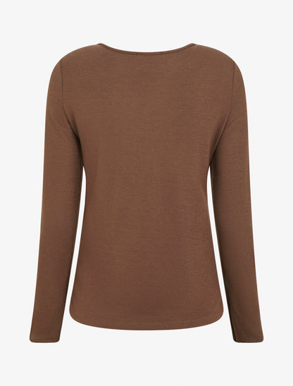 Pull fin à empiècement bijou strassé - Marron - 2