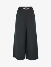 Pantalon palazzo taille froncée à anneaux - Noir - 1