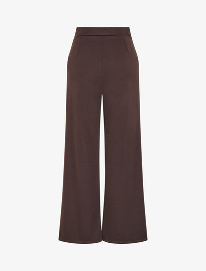 Pantalon taille à pan boutonné - Marron foncé - 2