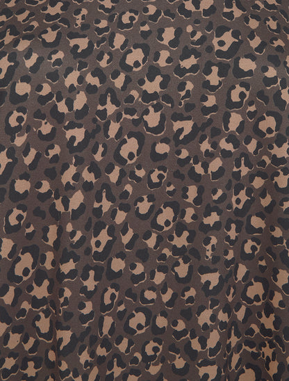 Top imprimé léopard à col rond irisé - Marron - 3