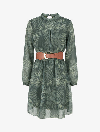 Robe irisée à imprimé feuillage - Kaki - 1