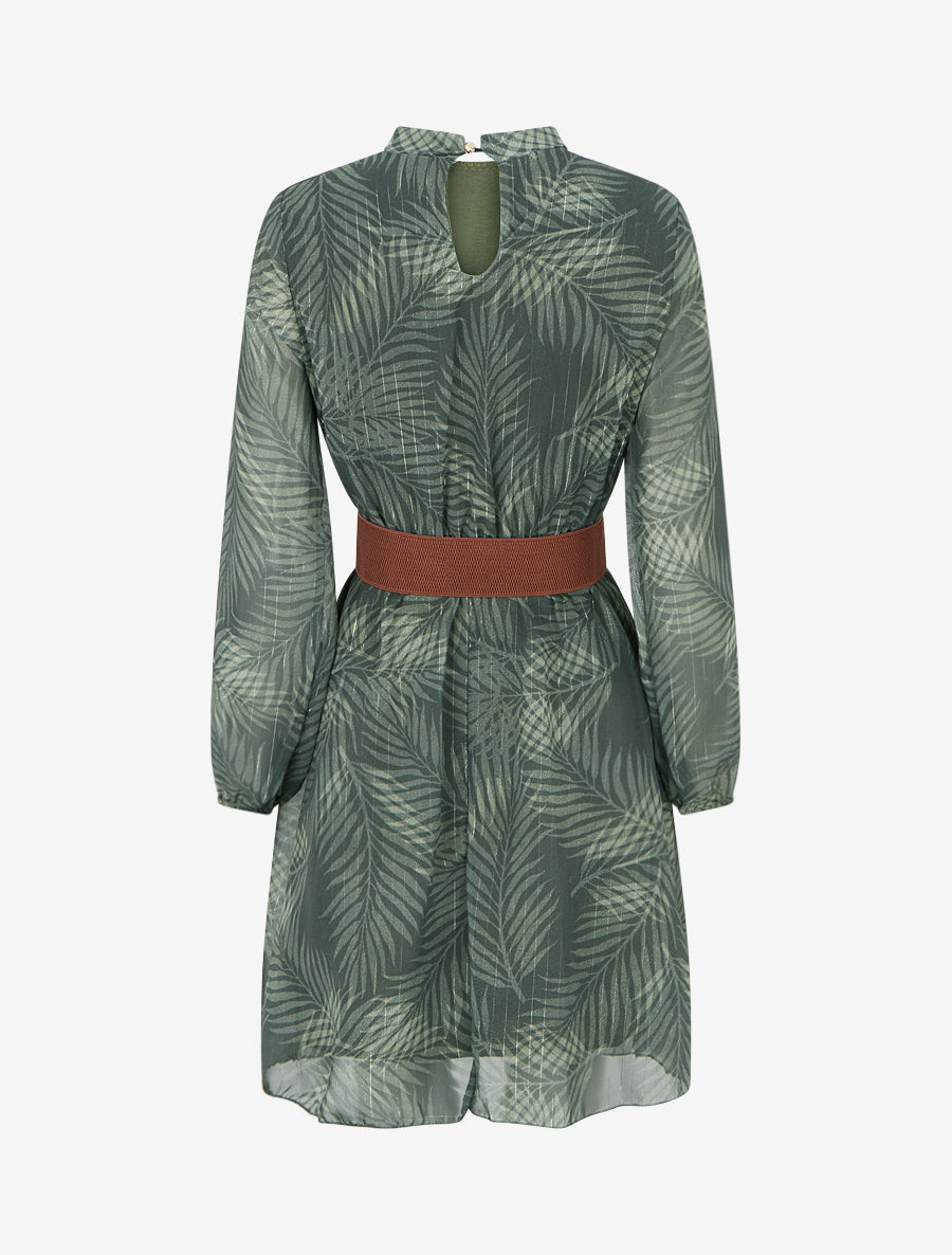 Robe irisée à imprimé feuillage - Kaki - 2