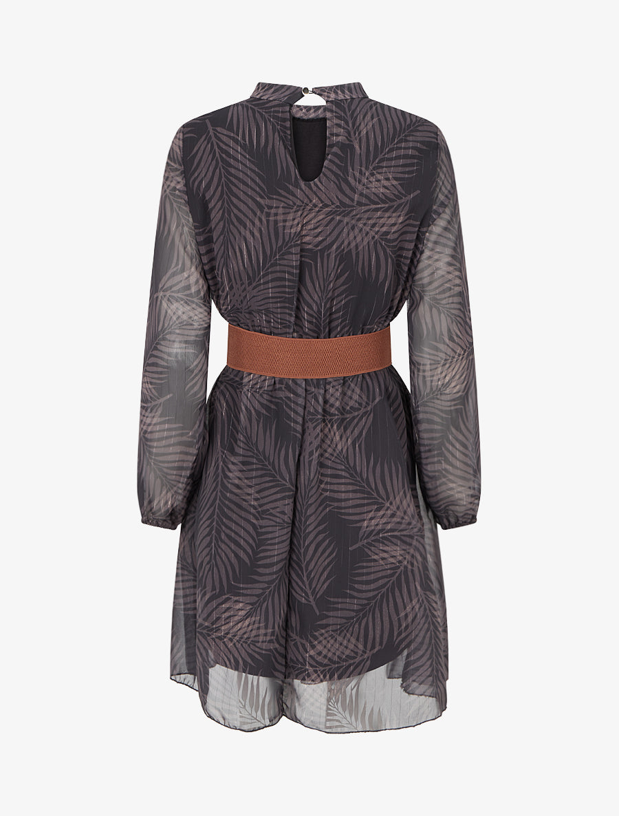 Robe irisée à imprimé feuillage - Noir - 2