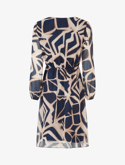 Robe imprimé rétro à rayures irisées - Marine - 2