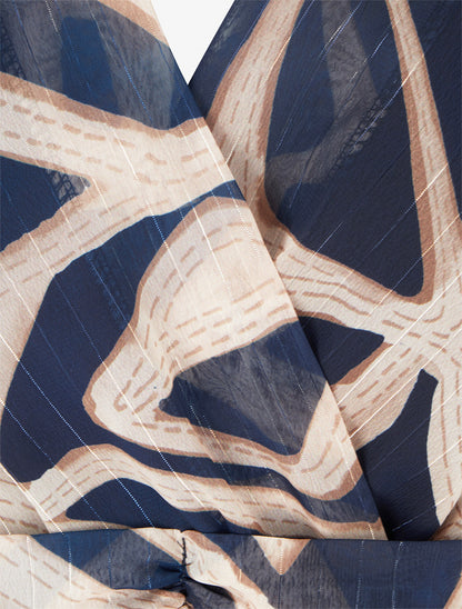 Robe imprimé rétro à rayures irisées - Marine - 3