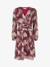 Robe imprimé feuillage à rayures irisées - Prune - 1