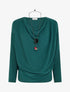 Pull fin uni à col bénitier - Vert sapin - 1