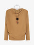 Pull fin uni à col bénitier - Camel - 1