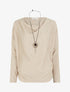 Pull fin rayé à col bénitier - Beige - 1