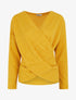 Pull fin uni à col cache-coeur - Jaune moutarde - 1