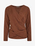 Pull fin uni à col cache-coeur - Chocolat - 1