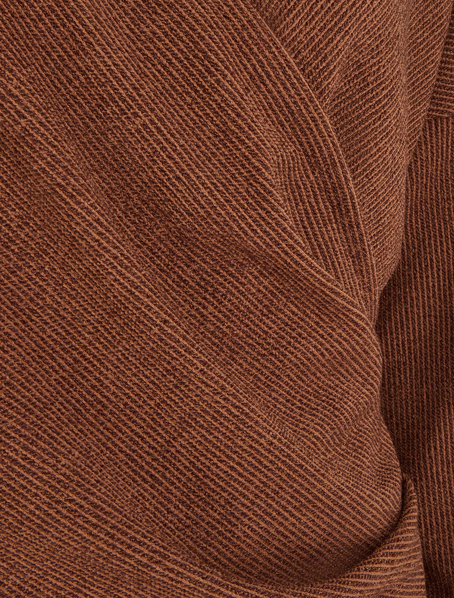 Pull fin uni à col cache-coeur - Chocolat - 3