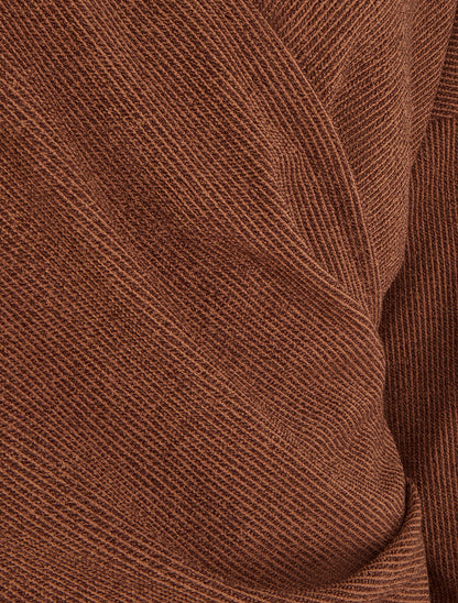 Pull fin uni à col cache-coeur - Chocolat - 3