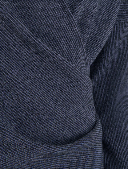 Pull fin uni à col cache-coeur - Marine - 3