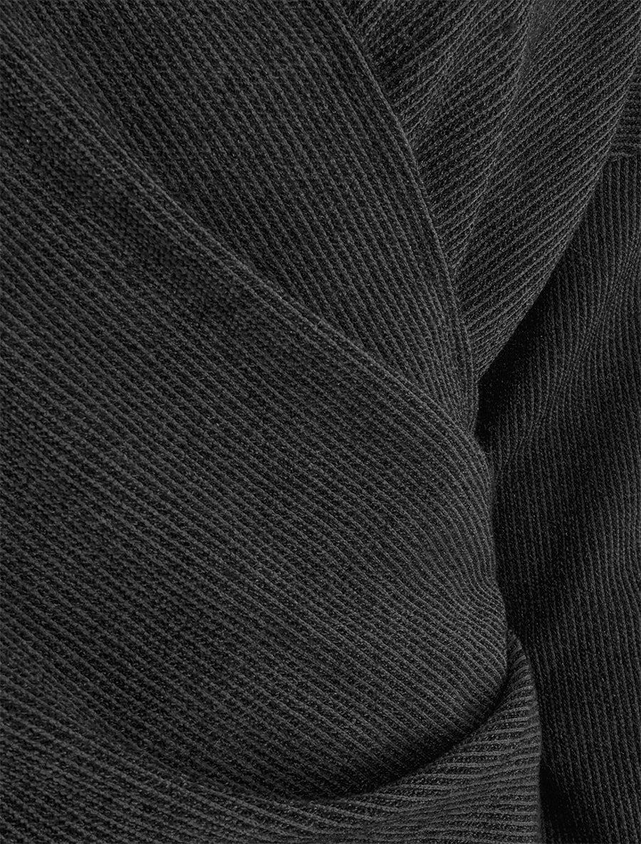 Pull fin uni à col cache-coeur - Noir - 3