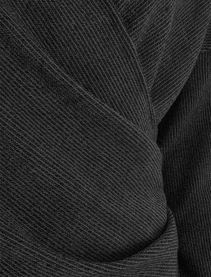 Pull fin uni à col cache-coeur - Noir - 3