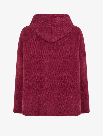 Gilet en maille zippé à capuche - Lie de vin - 2