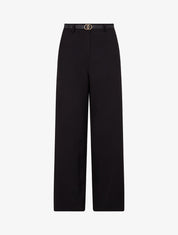 Pantalon de tailleur droit à plis - Noir - 1