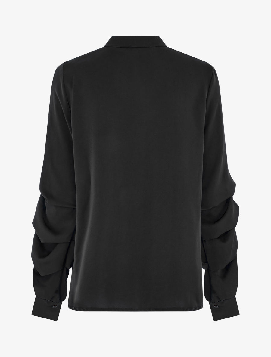Blouse fluide unie à manches stylisées - Noir - 2