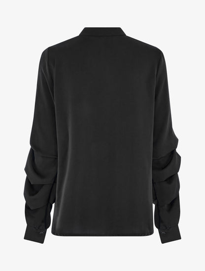 Blouse fluide unie à manches stylisées - Noir - 2