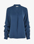 Blouse fluide unie à manches stylisées - Marine - 1
