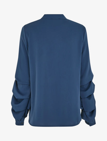 Blouse fluide unie à manches stylisées - Marine - 2