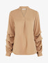 Blouse fluide unie à manches stylisées - Camel clair - 1