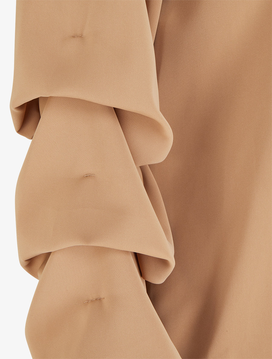 Blouse fluide unie à manches stylisées - Camel clair - 3