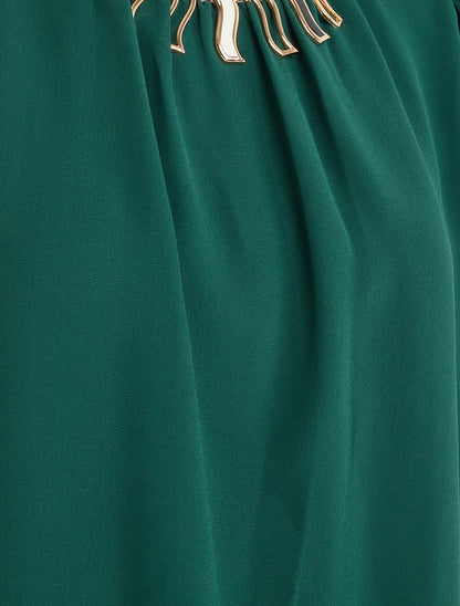 Blouse unie en voile à empiècement collier - Vert sapin - 3