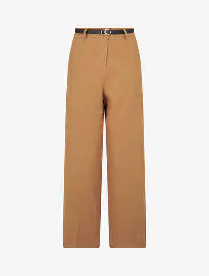 Pantalon de tailleur droit à plis - Camel - 1