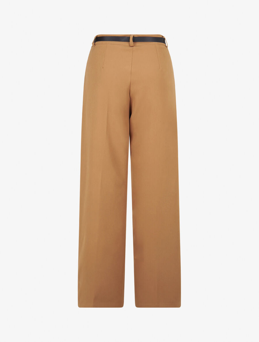Pantalon de tailleur droit à plis - Camel - 2